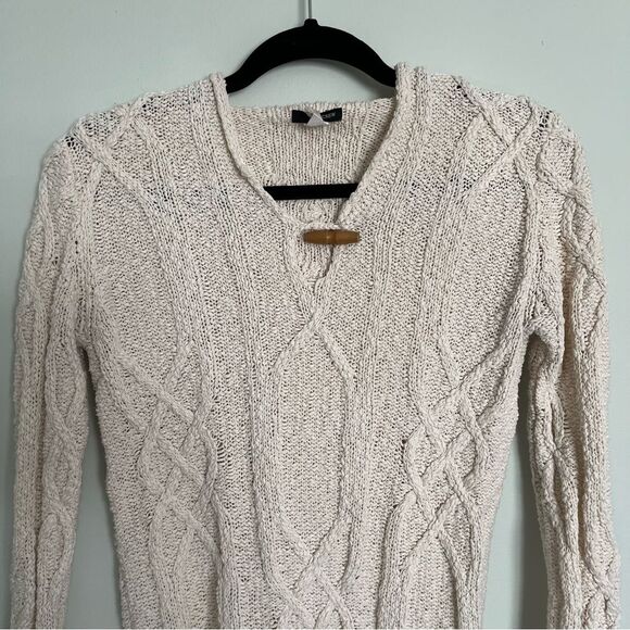 J. Crew Knit Cotton Hooded Pullover Sweater Size Small. Cream colored - Picture 2 of 8